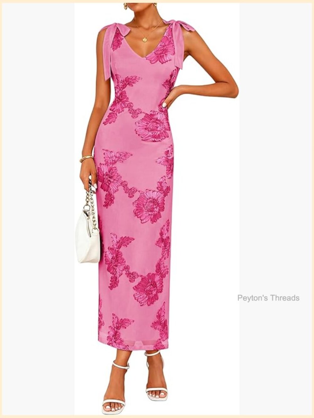 Womens Floral Embroidered Maxi Dress Sleeveless V Neck Tie Strap Party Cocktail